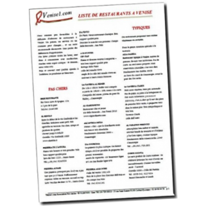 Liste de restaurants à Venise par venise1.com Liste de restaurants à Venise